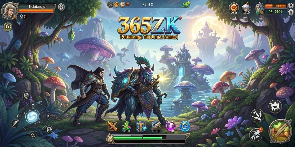 Tangkapan layar <strong>365ZK</strong> menampilkan aksi seru dan eksplorasi dunia fantasi yang kaya detail.
