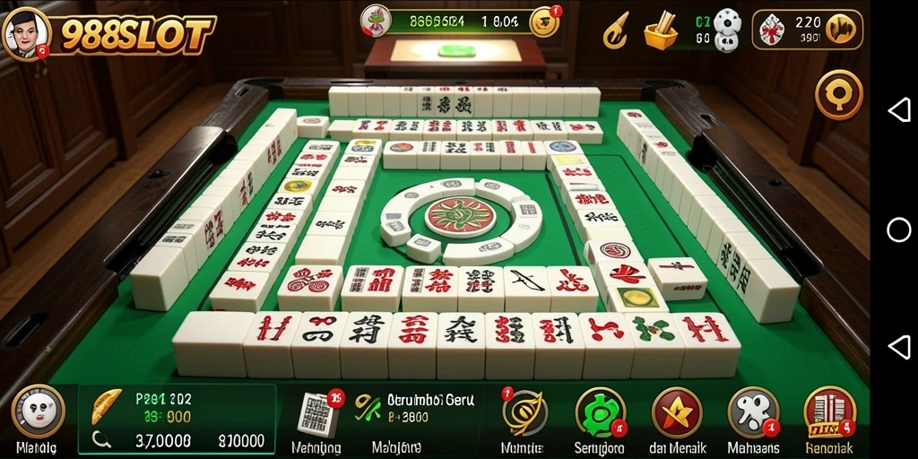 Tampilan gameplay Mahjong di 988SLOT yang seru dan interaktif.
